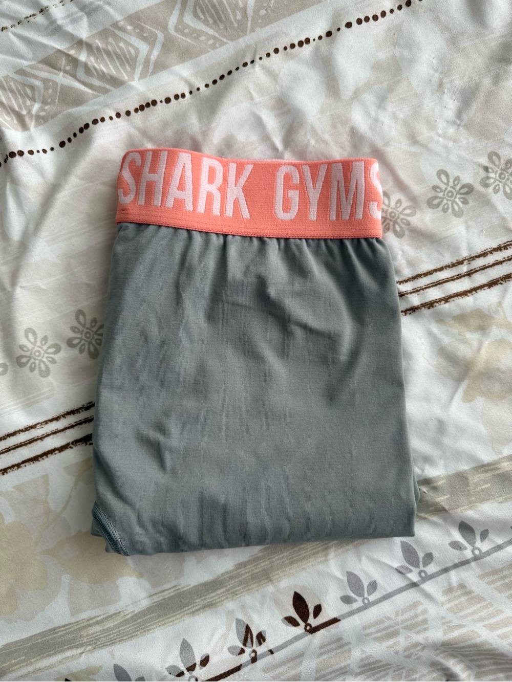 GYM SHARK Grey Athletic leggings with Coral Waistband